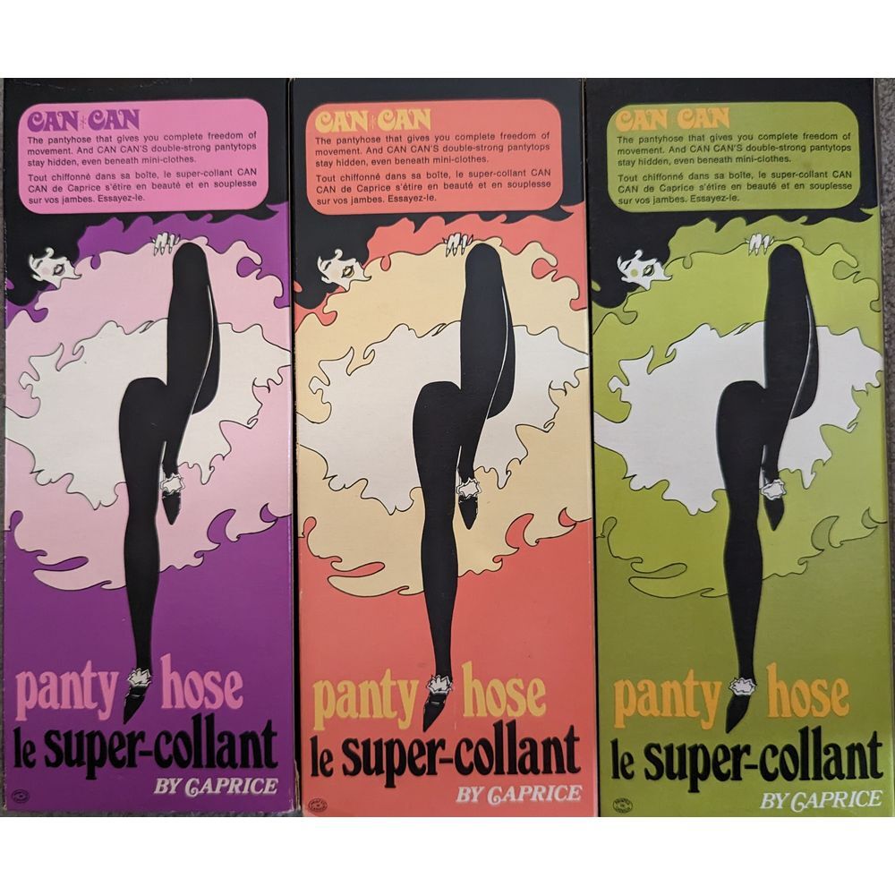 Can Can Pantyhose Hoisery by Caprice‎ , 3 Pair Navy, Black, Grey 1960